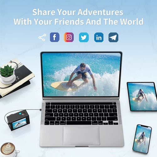 Caméra sport Wi-Fi avec télécommande RF et accessoires