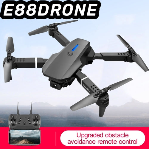Drone Caméra Pliable E88 – Décollage Automatique, Transmission en Temps Réel, Portable