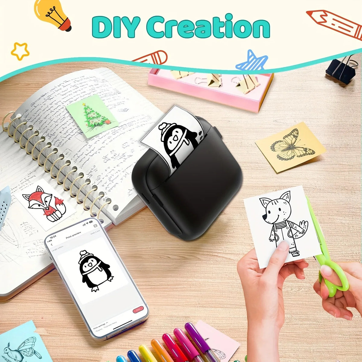 HIOHYU – Mini imprimante thermique Bluetooth pour notes et étiquettes