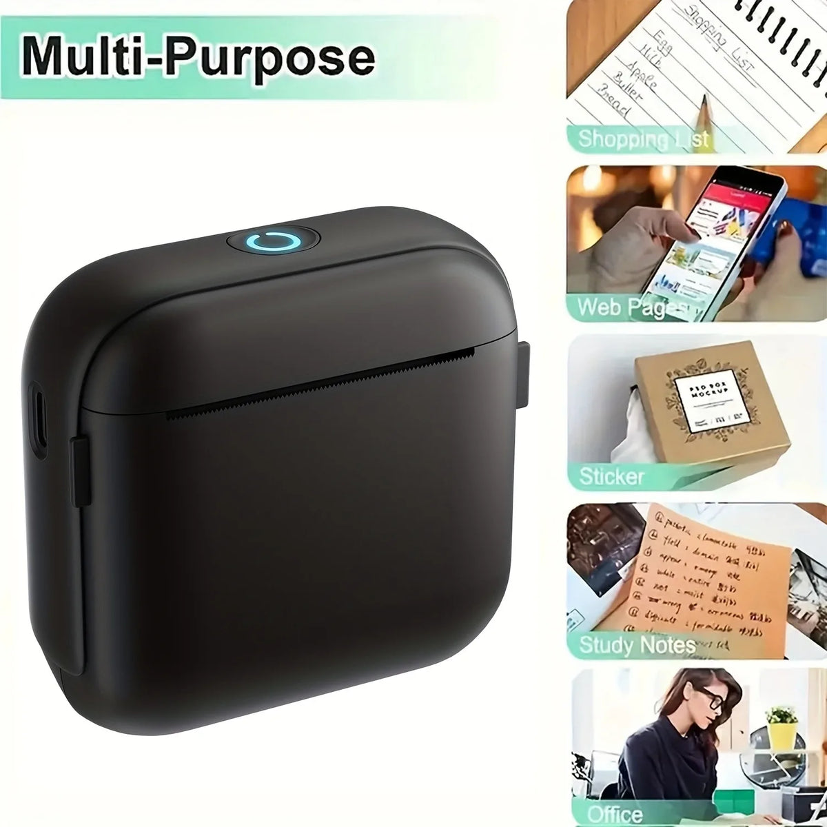 HIOHYU – Mini imprimante thermique Bluetooth pour notes et étiquettes