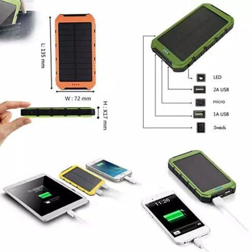 Batterie Solaire Portable 6000mAh – Double USB, Lampe Torche & Résistance à l'Eau