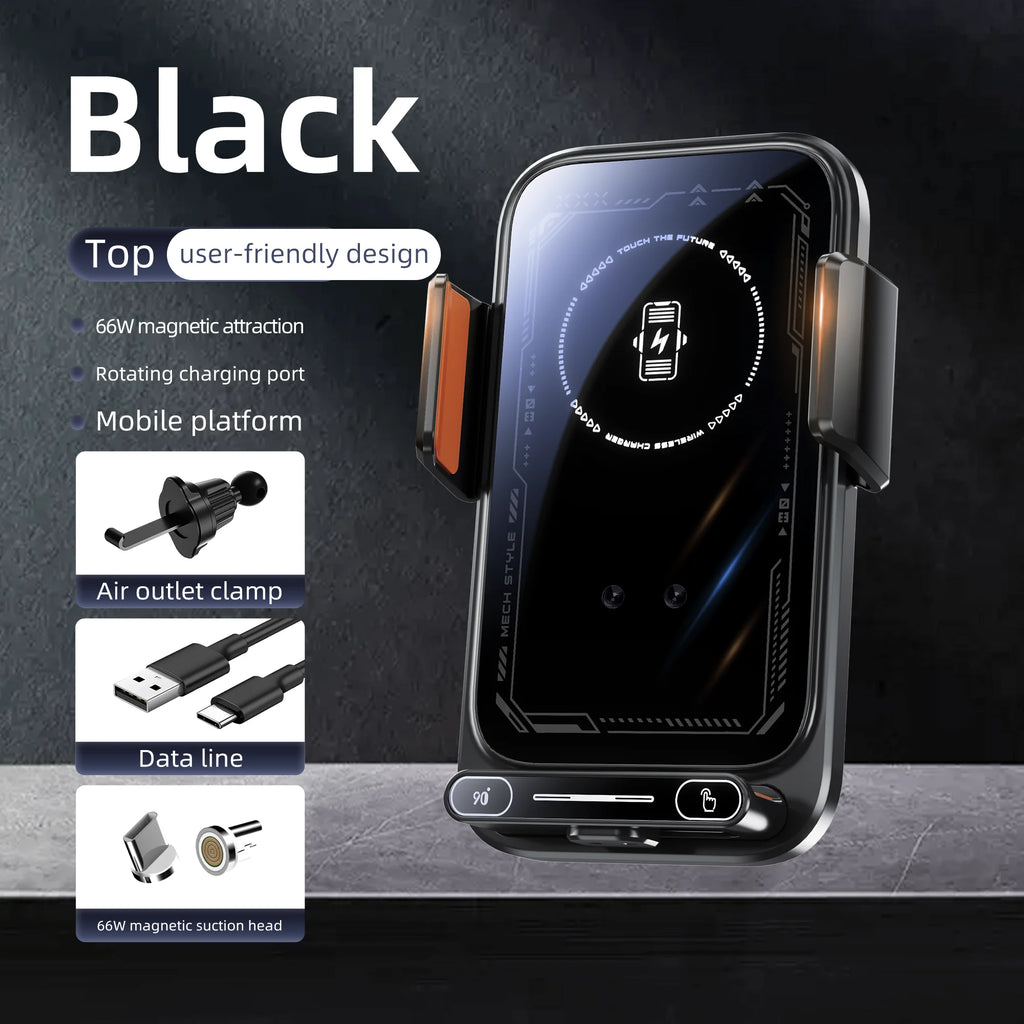SD13 – Support téléphone auto noir avec recharge sans fil
