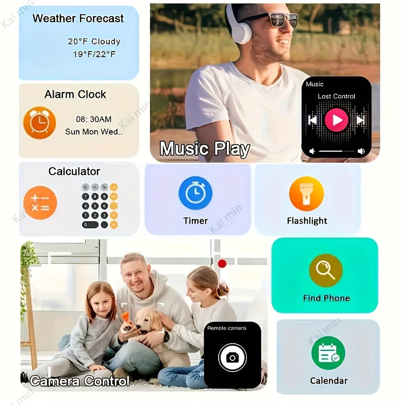 VETXI – Montre connectée 1,83 pouce avec appels Bluetooth