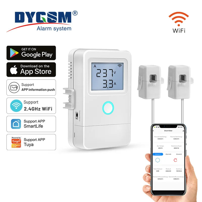 PW03 – Moniteur d’énergie Wi-Fi Tuya pour maison, écran LCD et pinces au choix