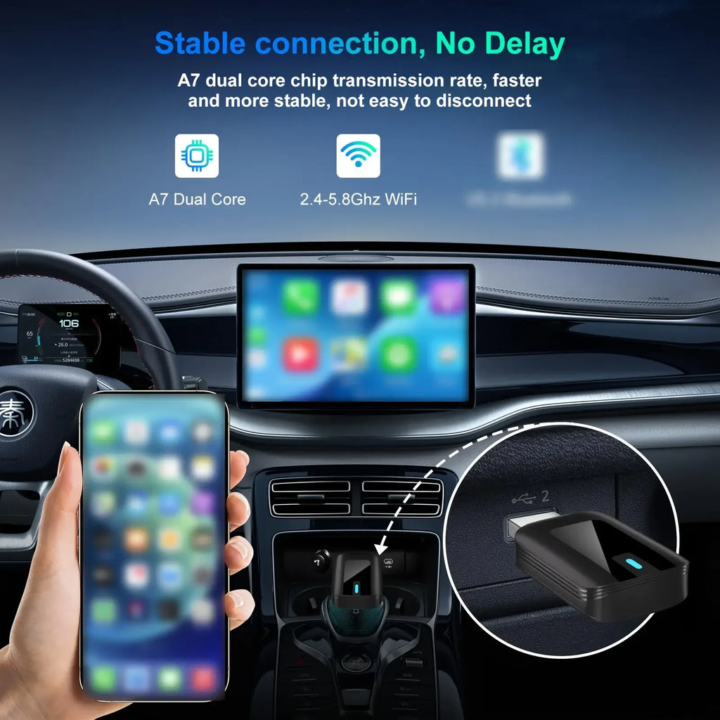 Adaptateur auto CarPlay et Android Auto – Connexion sans fil