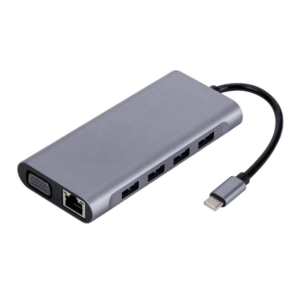 Kebidumei – Hub USB-C 11-en-1 avec HDMI, VGA et Ethernet