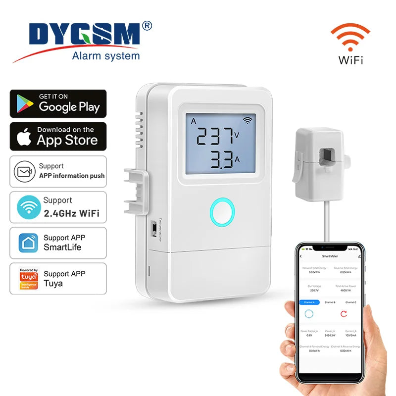 PW03 – Moniteur d’énergie Wi-Fi Tuya pour maison, écran LCD et pinces au choix