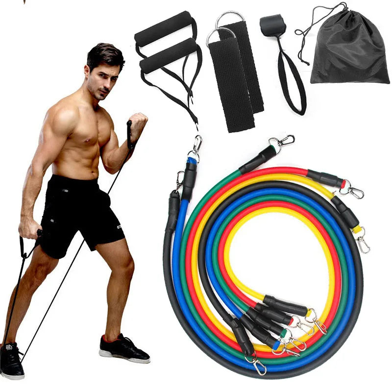 Kit fitness de 11 pièces – Élastiques de résistance et accessoires