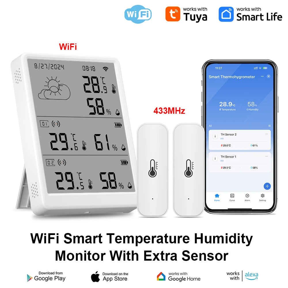 YTYIN – Moniteur température et humidité pour maison, écran LCD et Wi-Fi Tuya