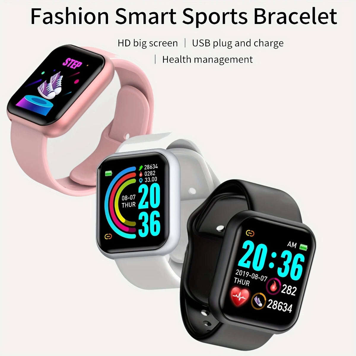 CHAONB Y68 / 116 Plus – Montre connectée sport à recharge USB