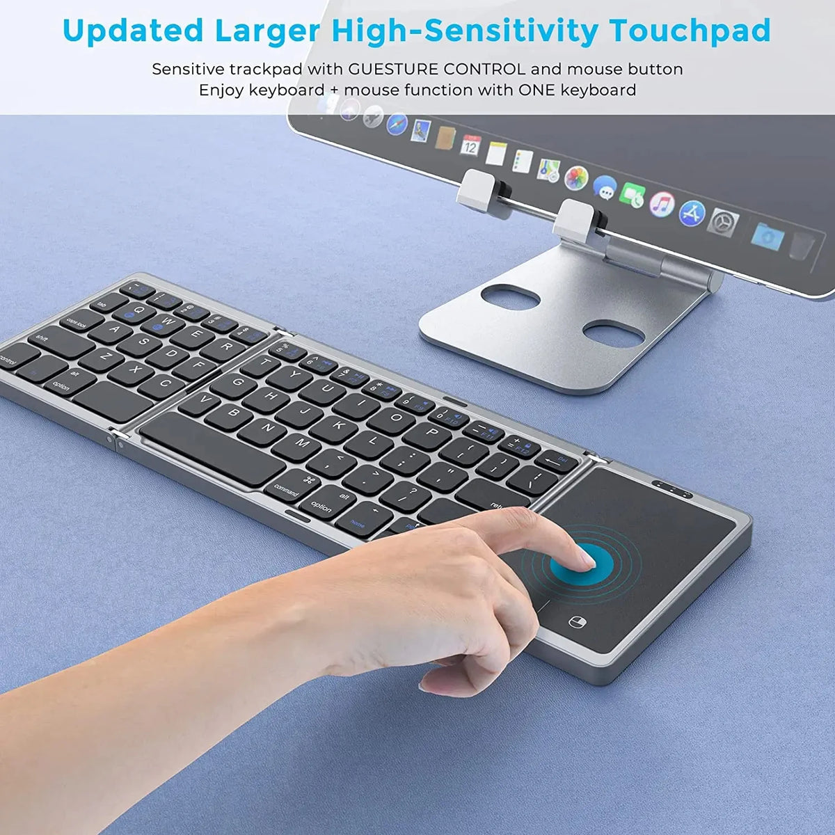 Kebidumei – Clavier Bluetooth pliable rechargeable, avec ou sans pavé tactile