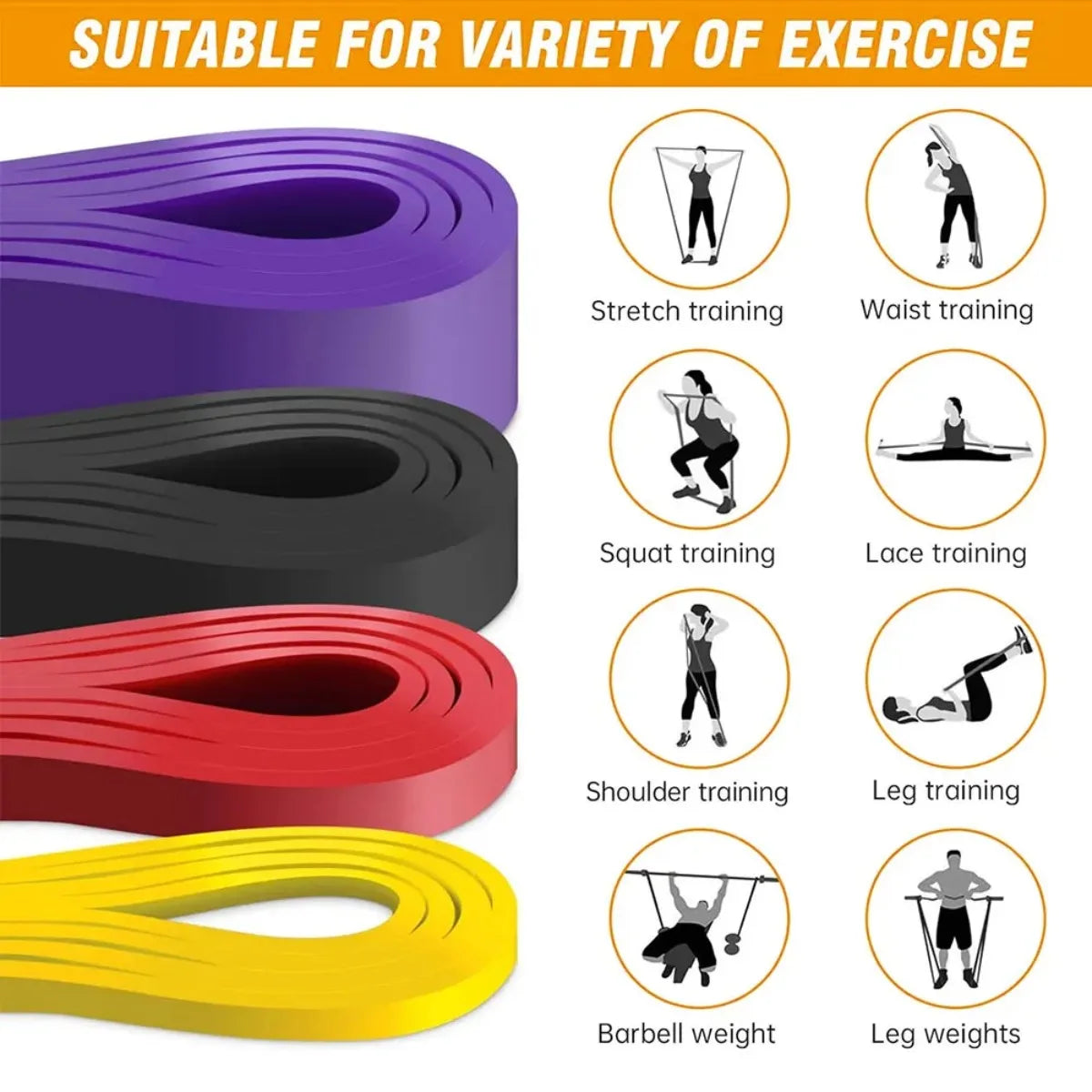 Bande de résistance fitness en TPE – Couleur et résistance au choix