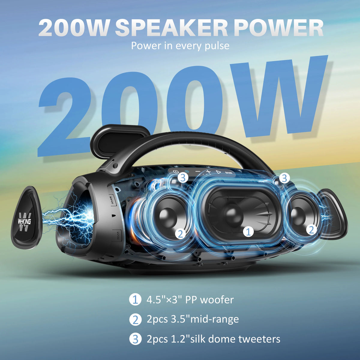 W-KING D20 – Enceinte Bluetooth 5.4 avec fonction karaoké