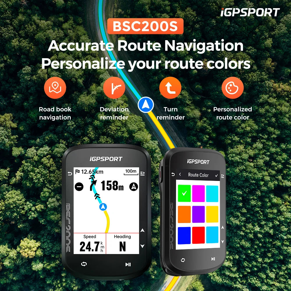 iGPSPORT BSC200S – Compteur GPS vélo sport avec navigation et écran couleur