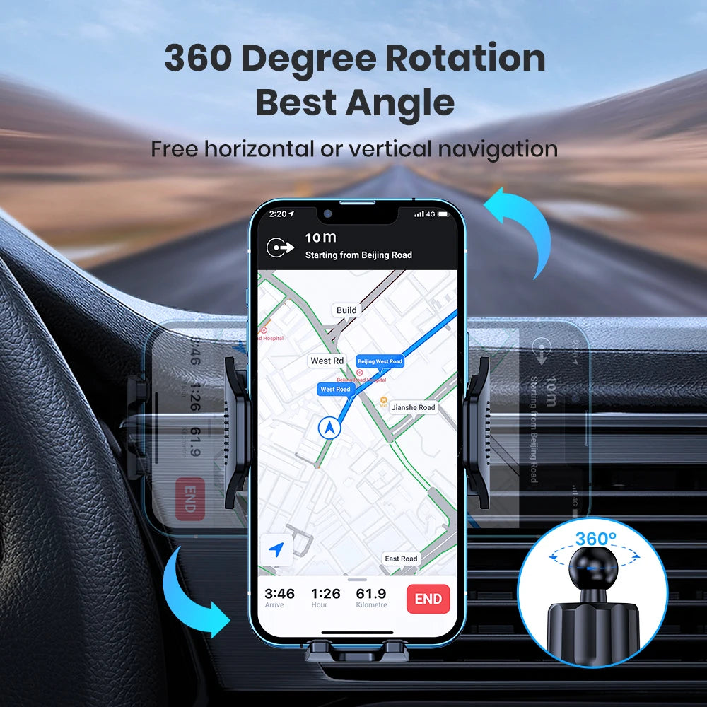 TOPK – Support téléphone auto à crochet pour grille d’aération