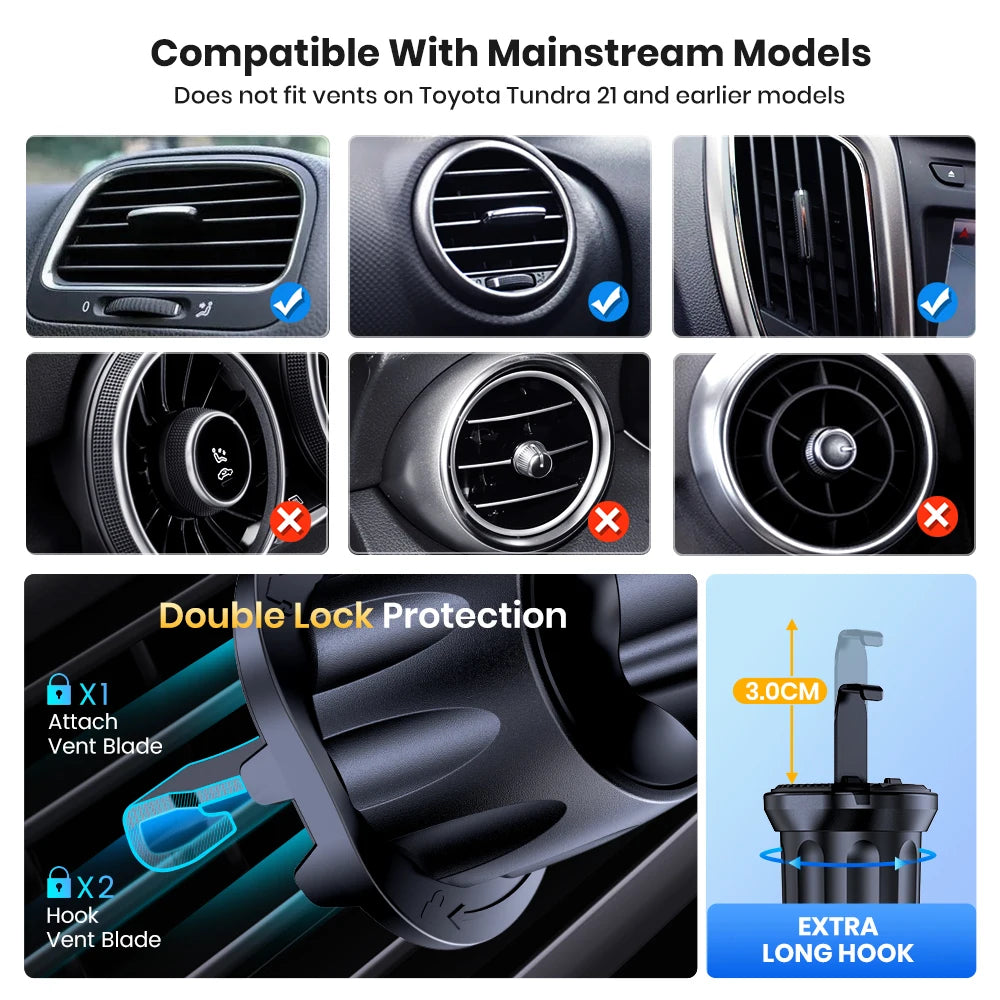 TOPK – Support téléphone auto à crochet pour grille d’aération