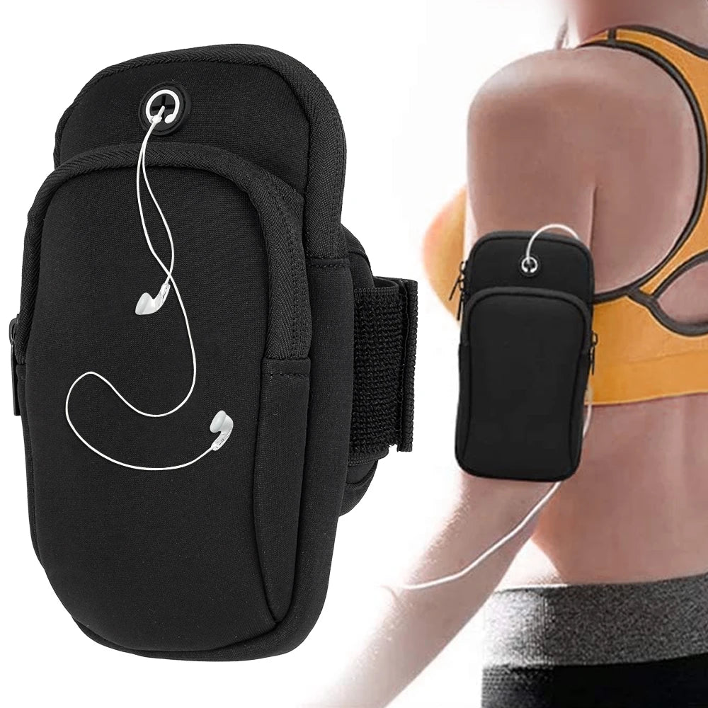 Brassard de sport pour téléphone – Pochette noire 18 × 10 cm
