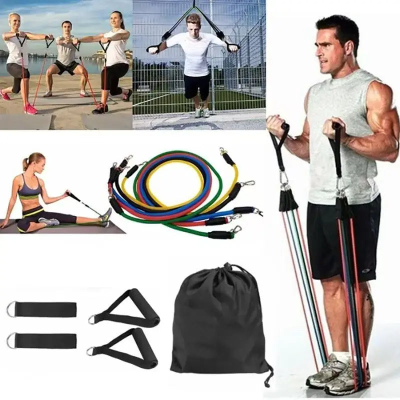 Kit fitness de 11 pièces – Élastiques de résistance et accessoires