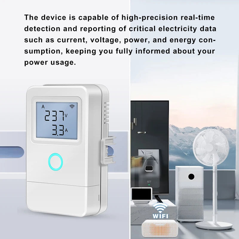 PW03 – Moniteur d’énergie Wi-Fi Tuya pour maison, écran LCD et pinces au choix