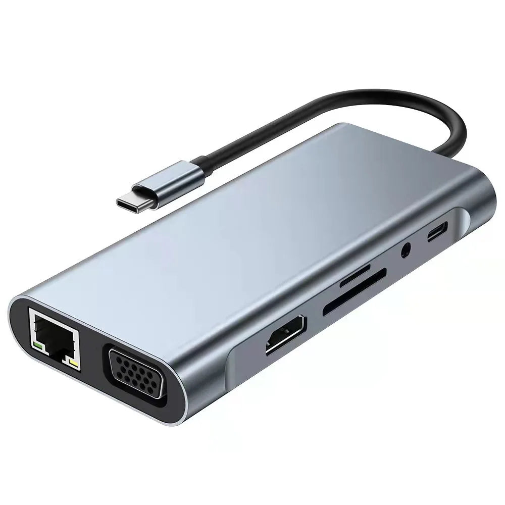 OULLX – Hub USB-C 11 ports avec HDMI, VGA et Ethernet 100 Mb/s