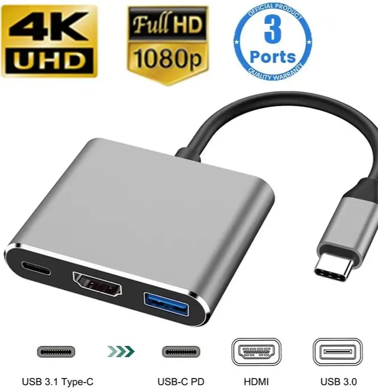 Hub USB-C – HDMI, USB et recharge selon la variante