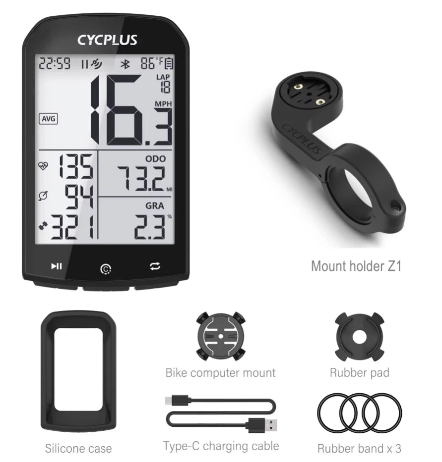 CYCPLUS M1 – Compteur GPS vélo sport, avec ou sans support Z1