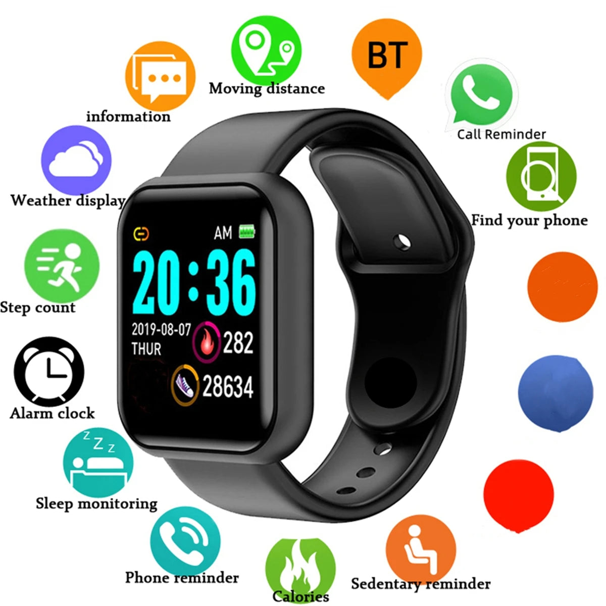 CHAONB 116 Plus / Y68 – Montre connectée 1,44 pouce à commande par touche