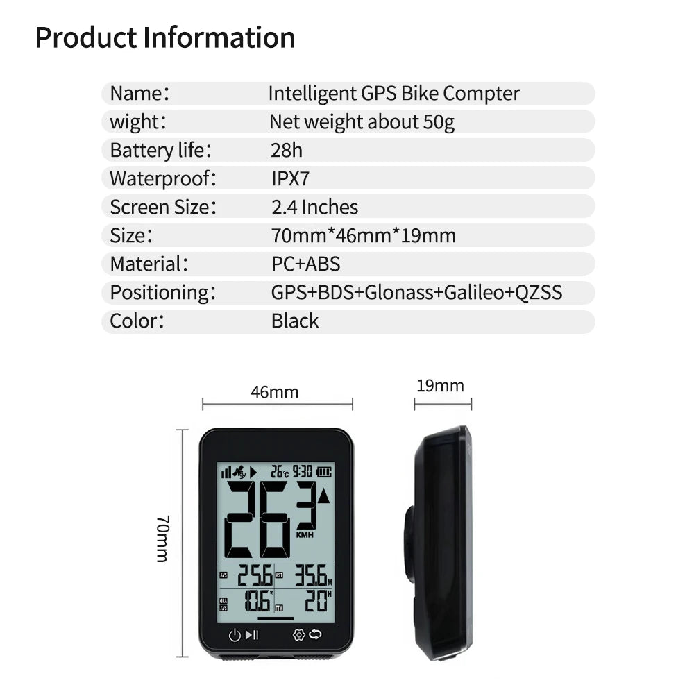 Bikevee BKV-3101 – Compteur GPS vélo sport, écran 2,4 pouces