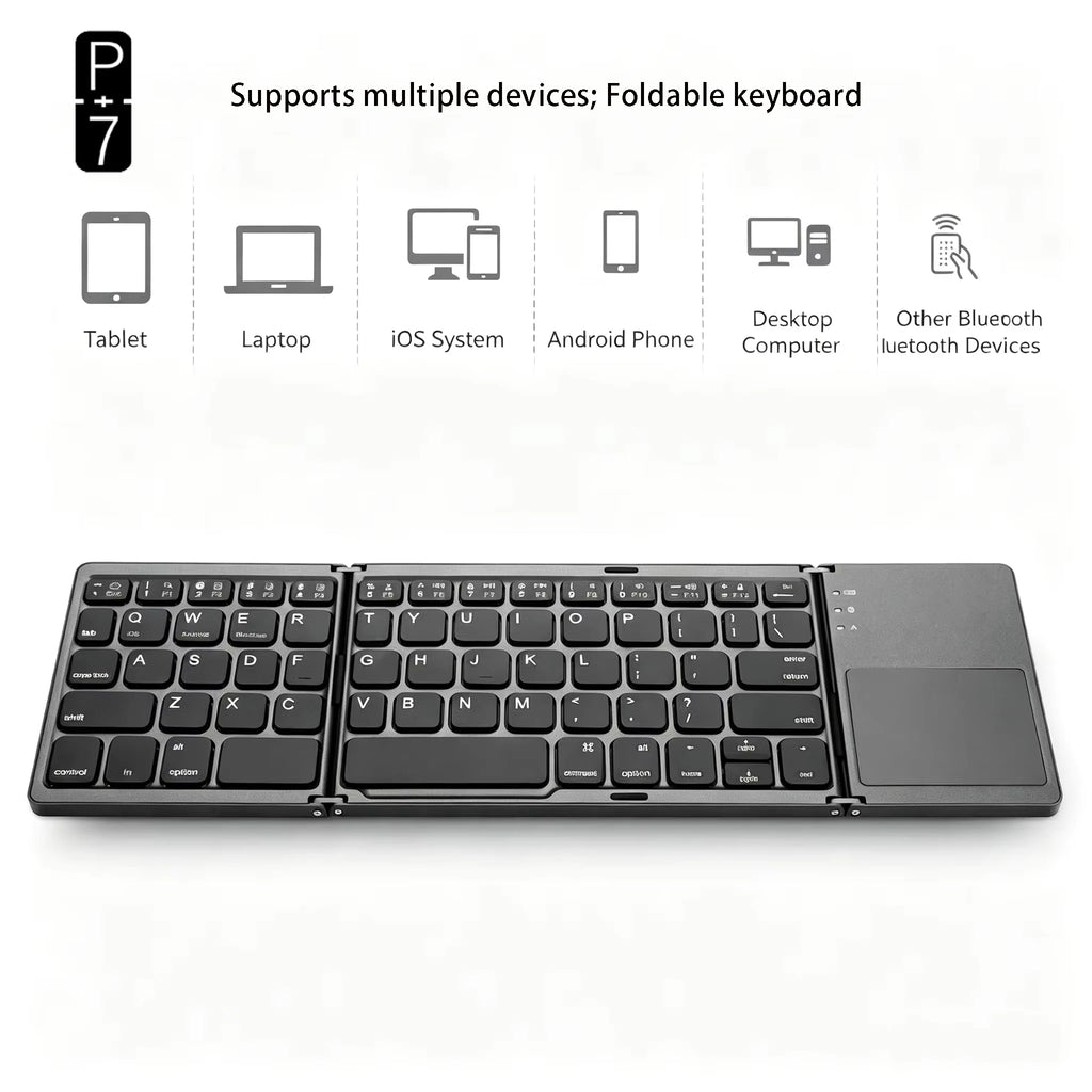 B033 – Clavier Bluetooth pliable avec pavé tactile annoncé, langue au choix