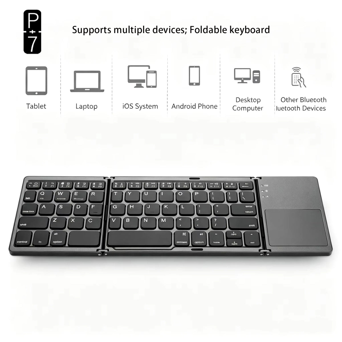 B033 – Clavier Bluetooth pliable avec pavé tactile annoncé, langue au choix