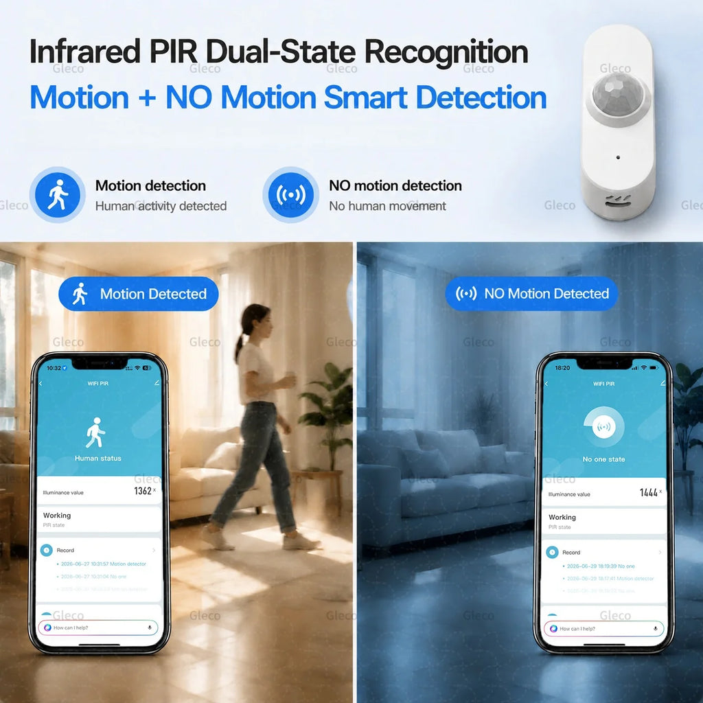 Gleco – Détecteur de mouvement Wi-Fi Tuya pour maison connectée