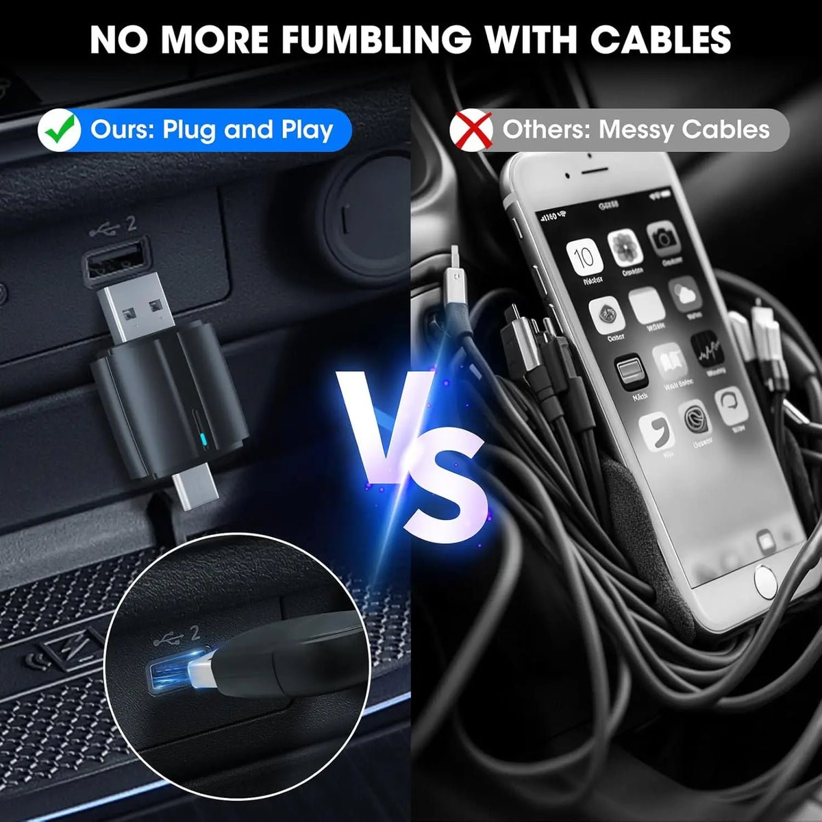Adaptateur auto CarPlay et Android Auto – Connexion sans fil