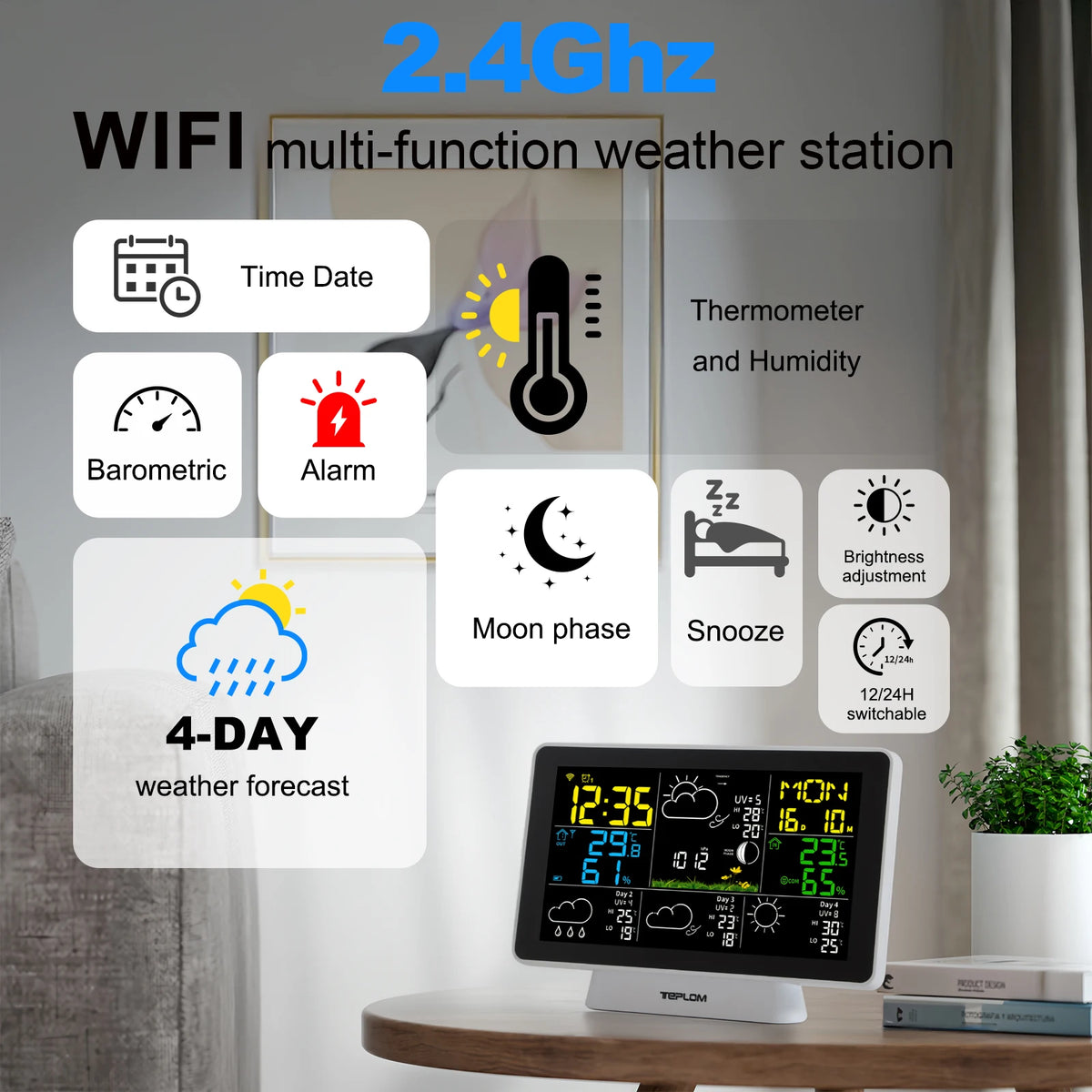 Teplom 5065 – Station météo Wi-Fi Tuya pour maison, 1 à 3 capteurs