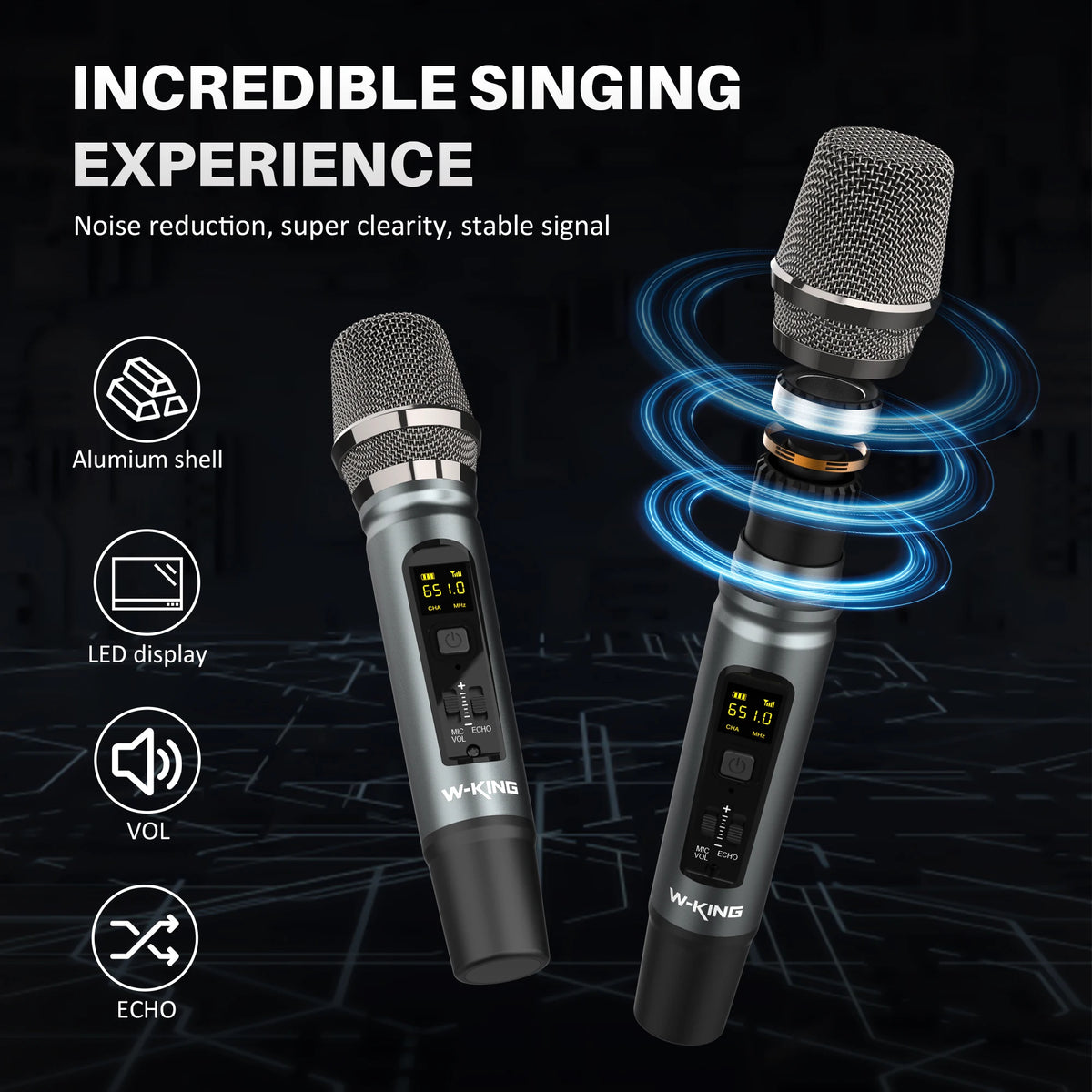 W-KING D20 – Enceinte Bluetooth 5.4 avec fonction karaoké
