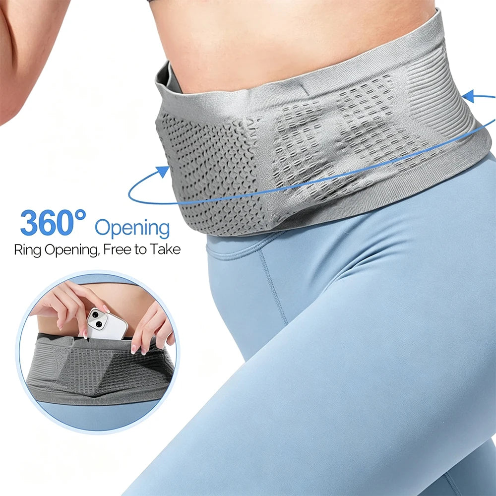 Ceinture de running sport fine à quatre poches – Noir ou gris, S à L