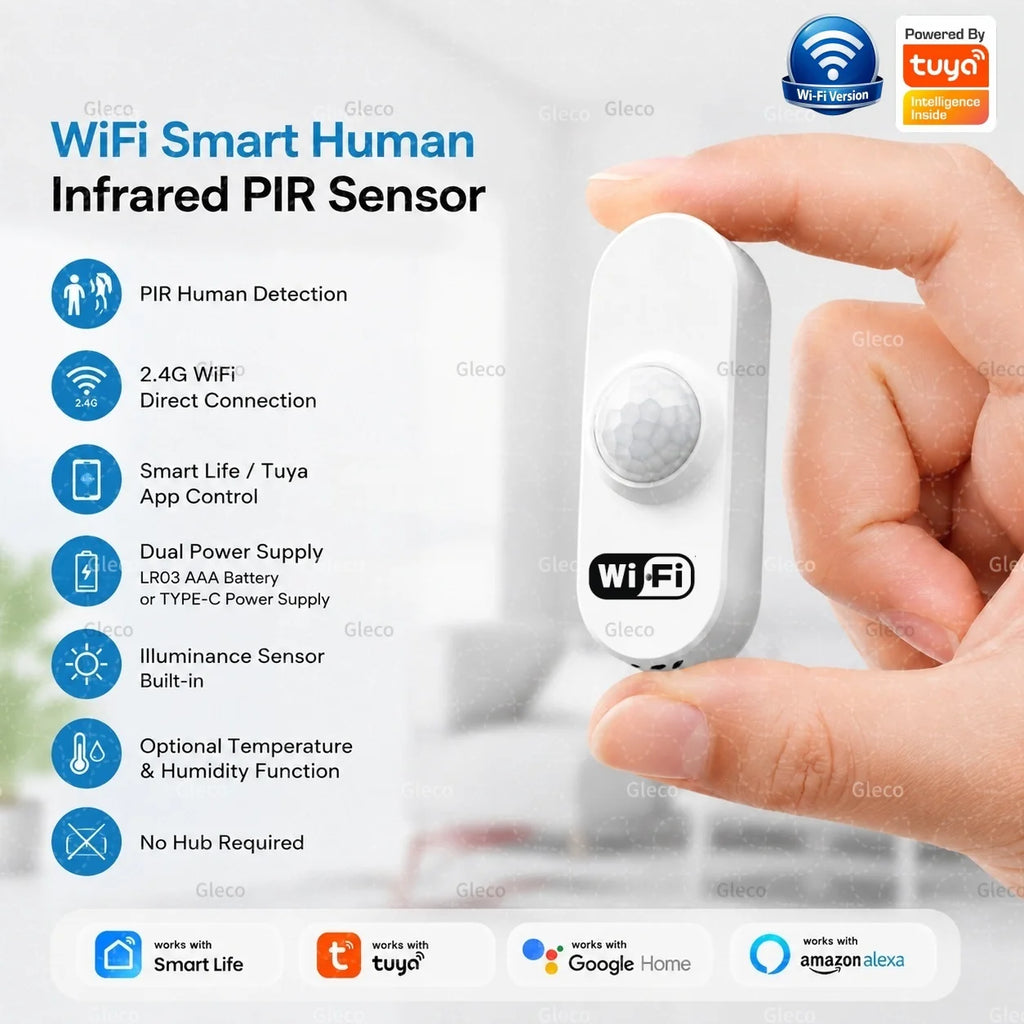 Gleco – Détecteur de mouvement Wi-Fi Tuya pour maison connectée