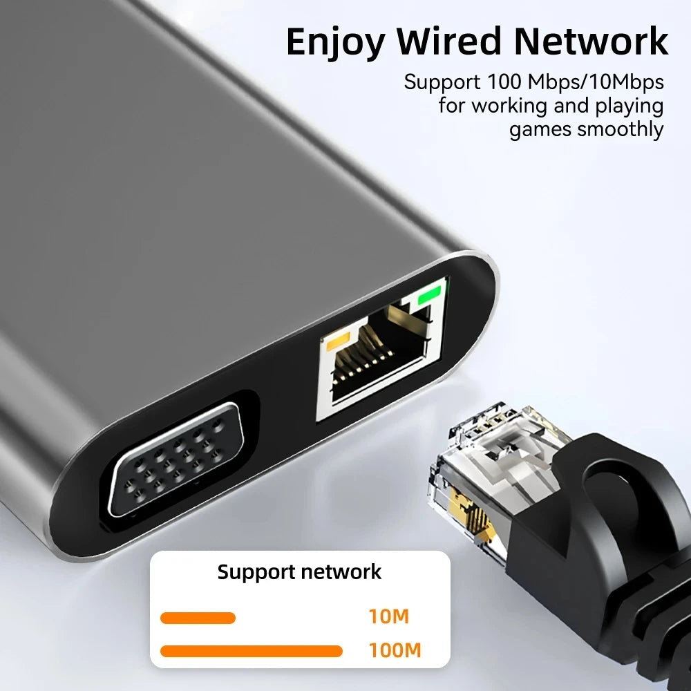 Kebidumei – Hub USB-C 11-en-1 avec HDMI, VGA et Ethernet