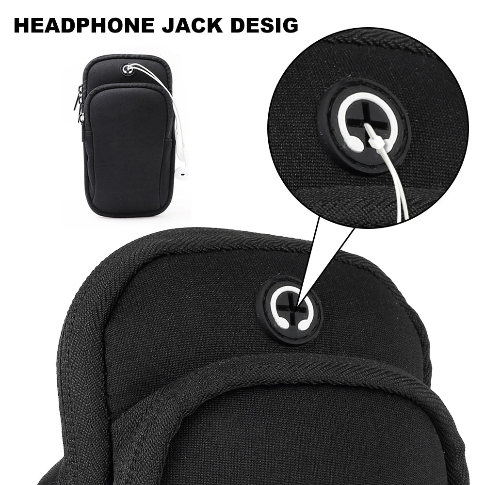 Brassard de sport pour téléphone – Pochette noire 18 × 10 cm