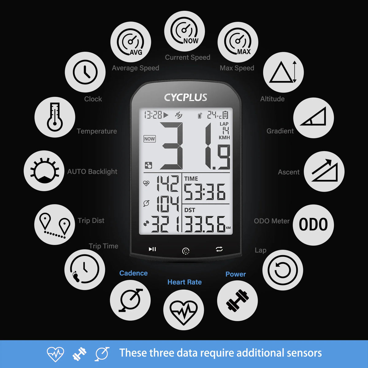 CYCPLUS M1 – Compteur GPS vélo sport ANT+ et Bluetooth