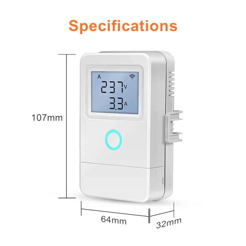 PW03 – Moniteur d’énergie Wi-Fi Tuya pour maison, écran LCD et pinces au choix