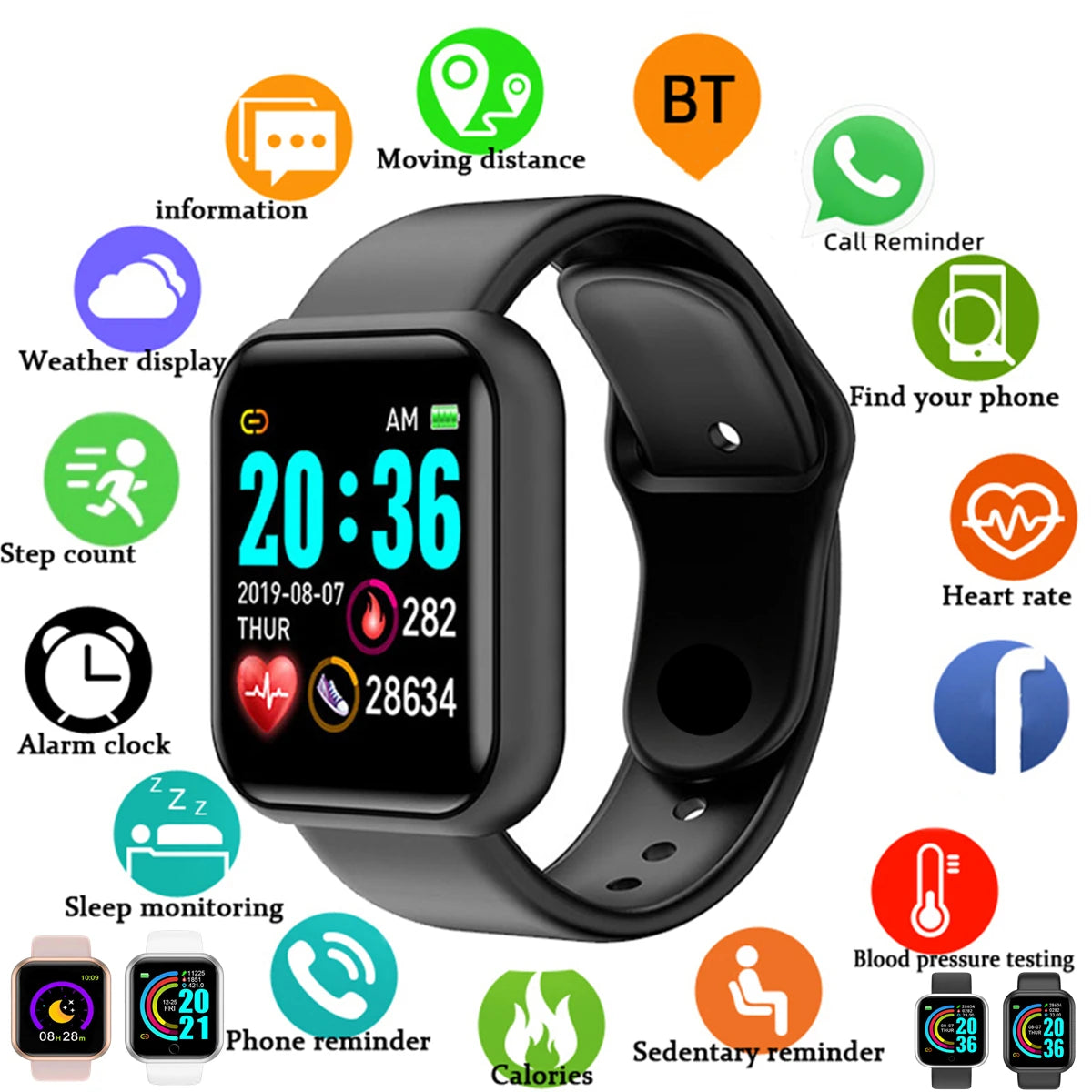 CHAONB Y68 / 116 Plus – Montre connectée sport à recharge USB