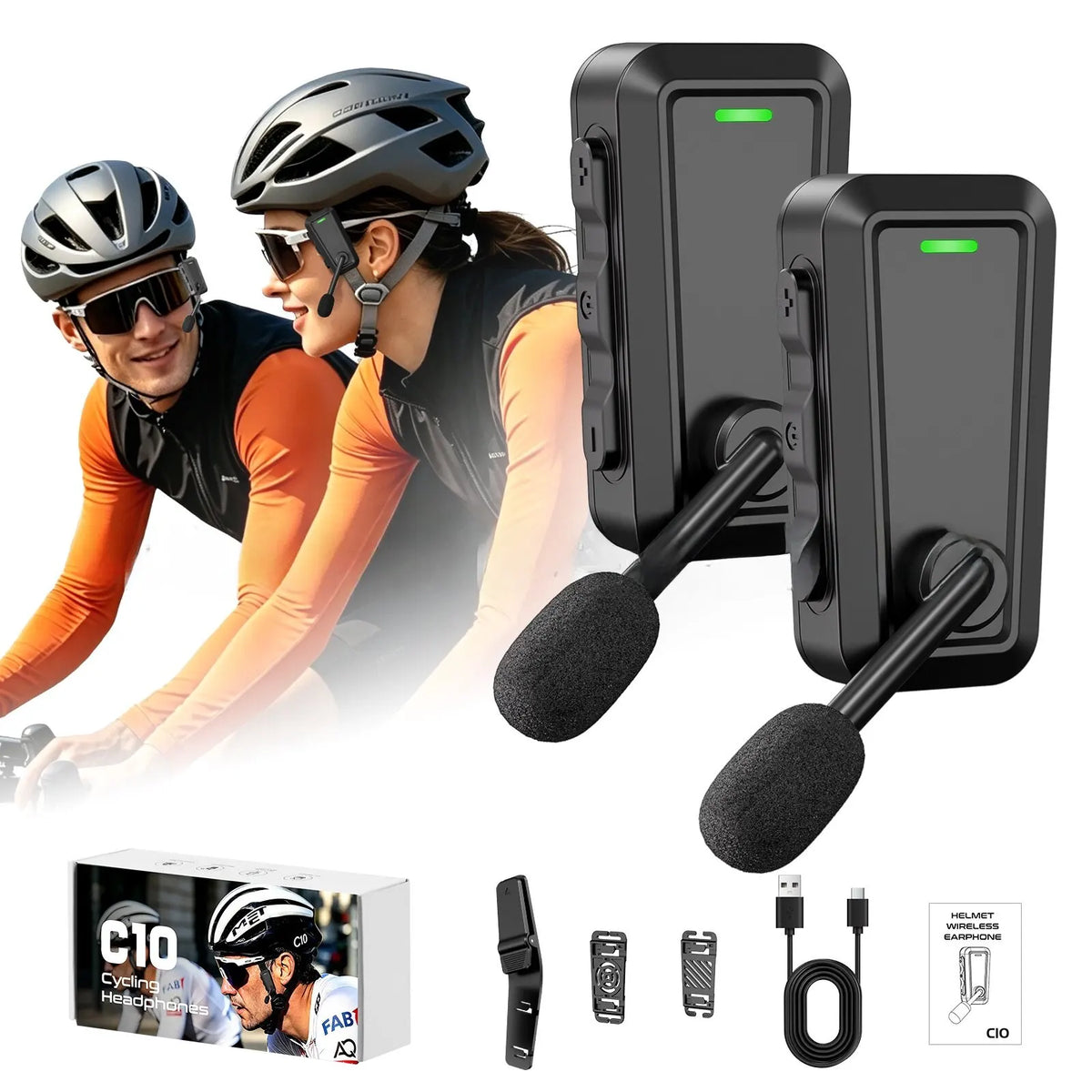 C10 – Kit audio Bluetooth avec intercom pour casque, 1 ou 2 unités