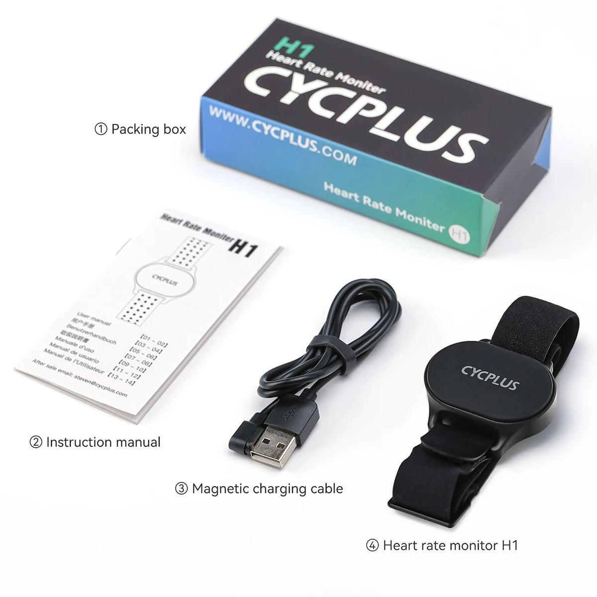 CYCPLUS H1/H2 – Capteur cardio Bluetooth et ANT+ pour le sport