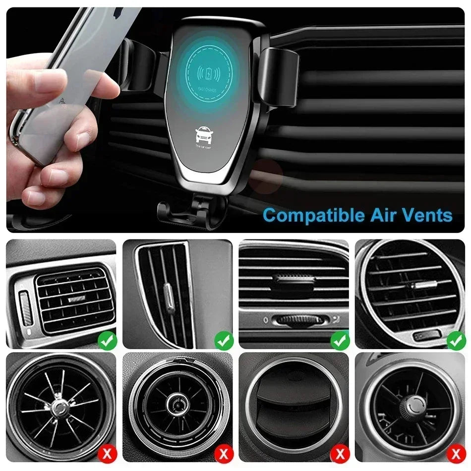 Support téléphone auto avec recharge sans fil – Noir ou blanc
