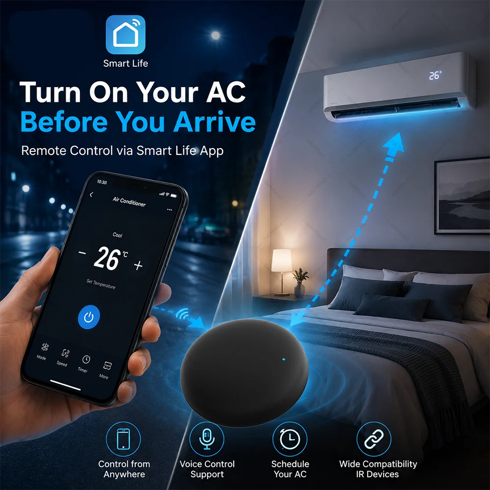 Télécommande infrarouge Wi-Fi Tuya pour maison – TV et climatisation compatibles