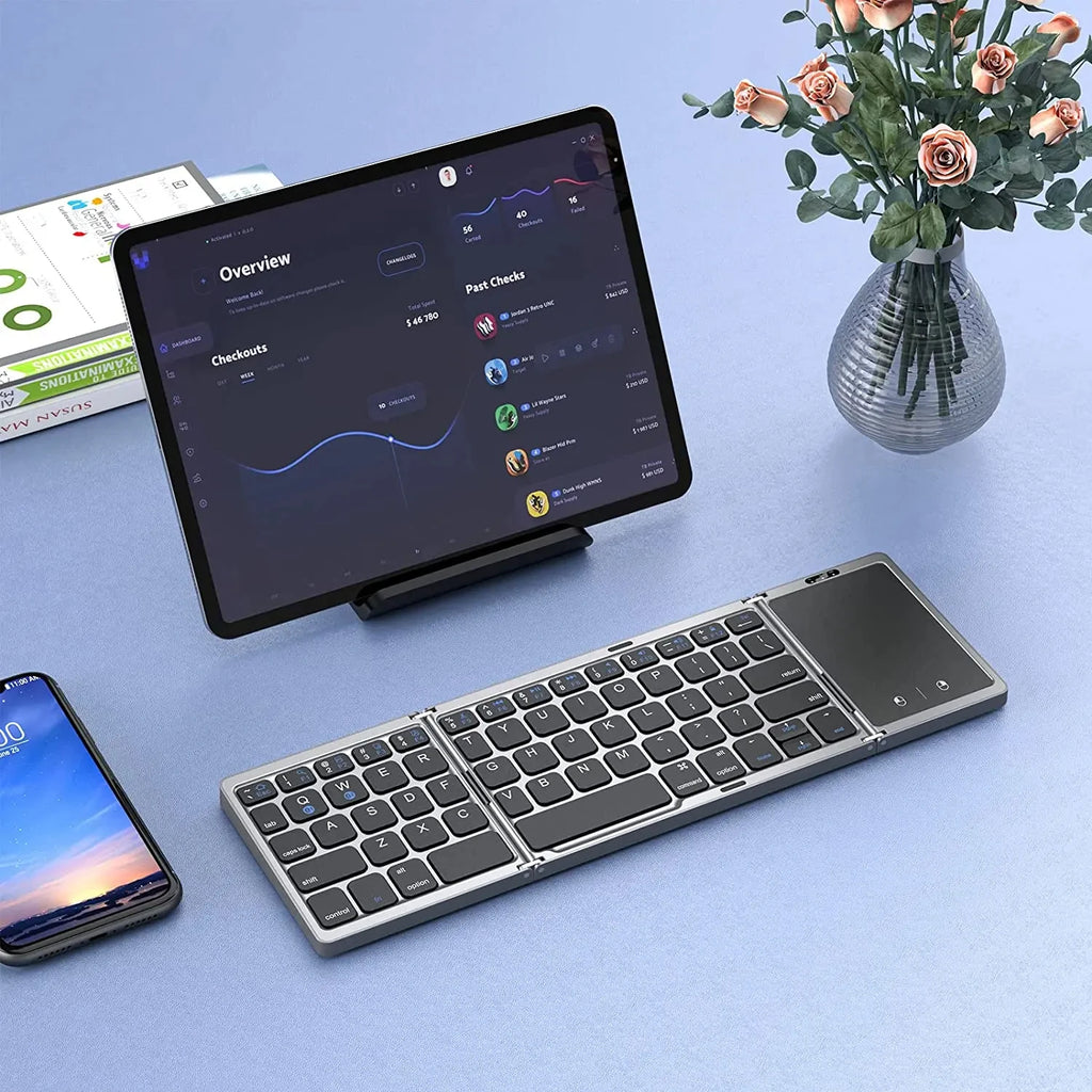 Kebidumei – Clavier Bluetooth pliable rechargeable, avec ou sans pavé tactile