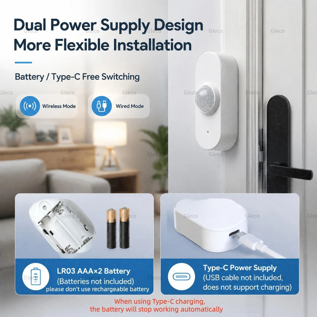 Gleco – Détecteur de mouvement Wi-Fi Tuya pour maison connectée