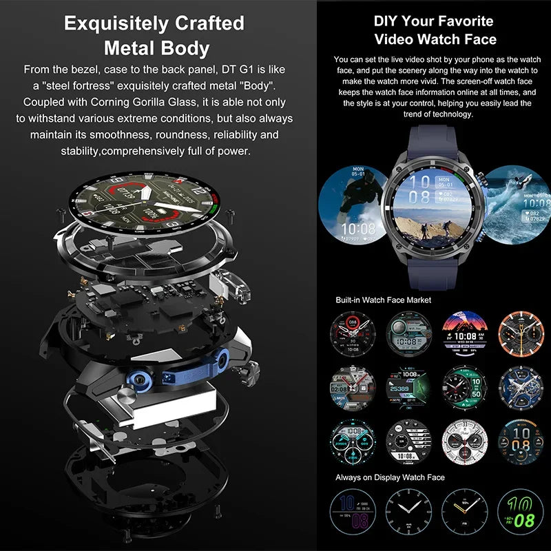DT G1 – Montre GPS sport avec écran AMOLED 1,43 pouce