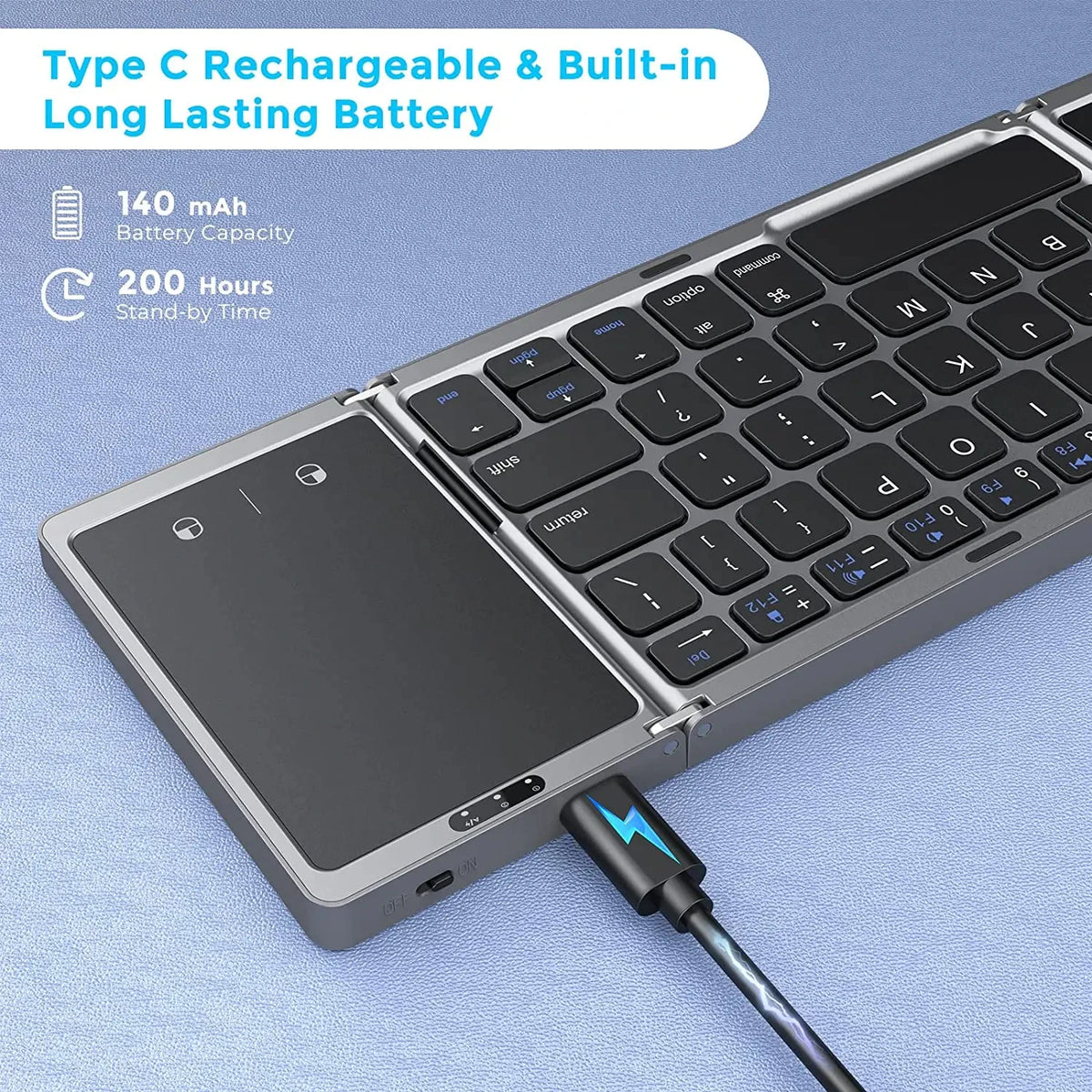 Kebidumei – Clavier Bluetooth pliable rechargeable, avec ou sans pavé tactile