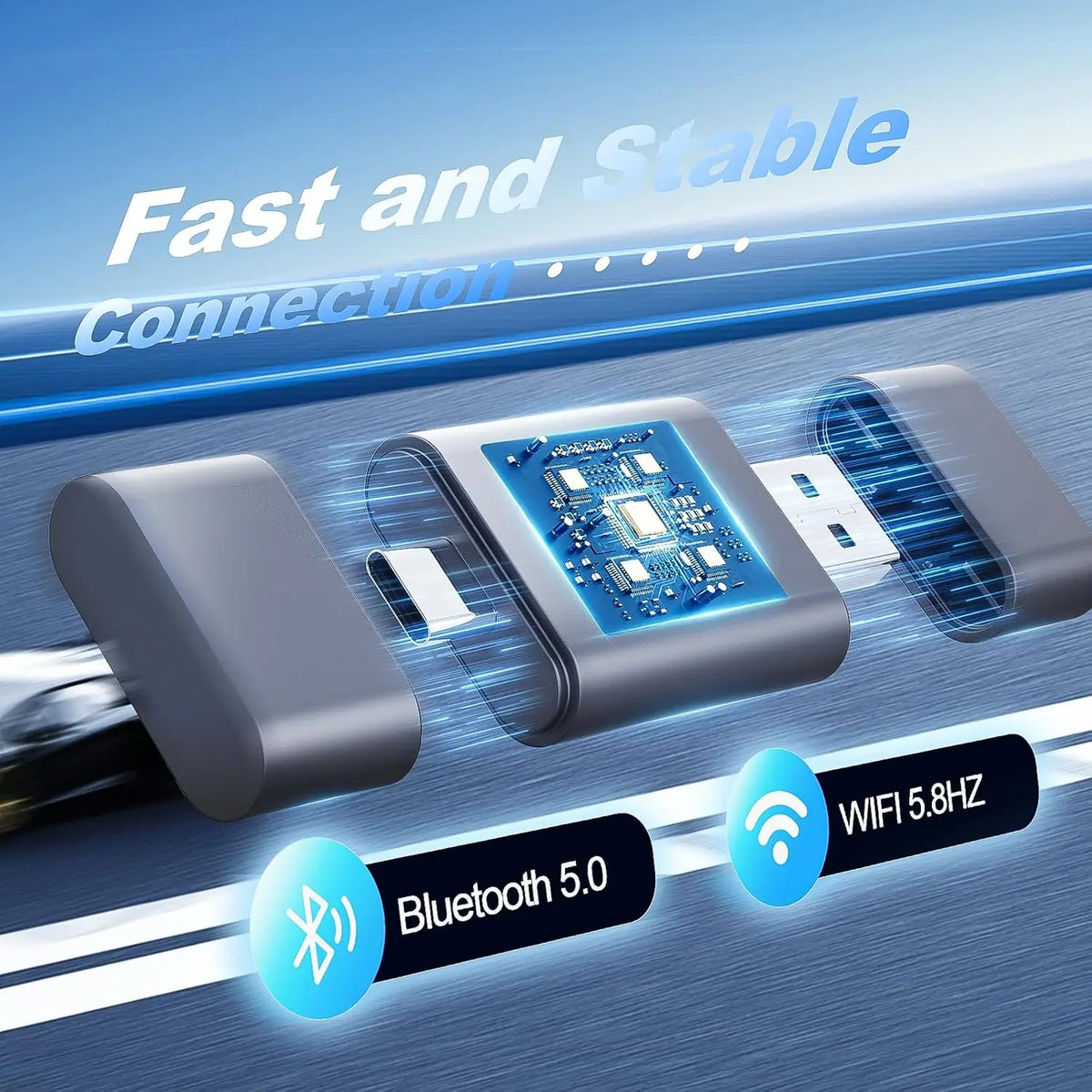 Mini adaptateur auto 2-en-1 – CarPlay et Android Auto sans fil